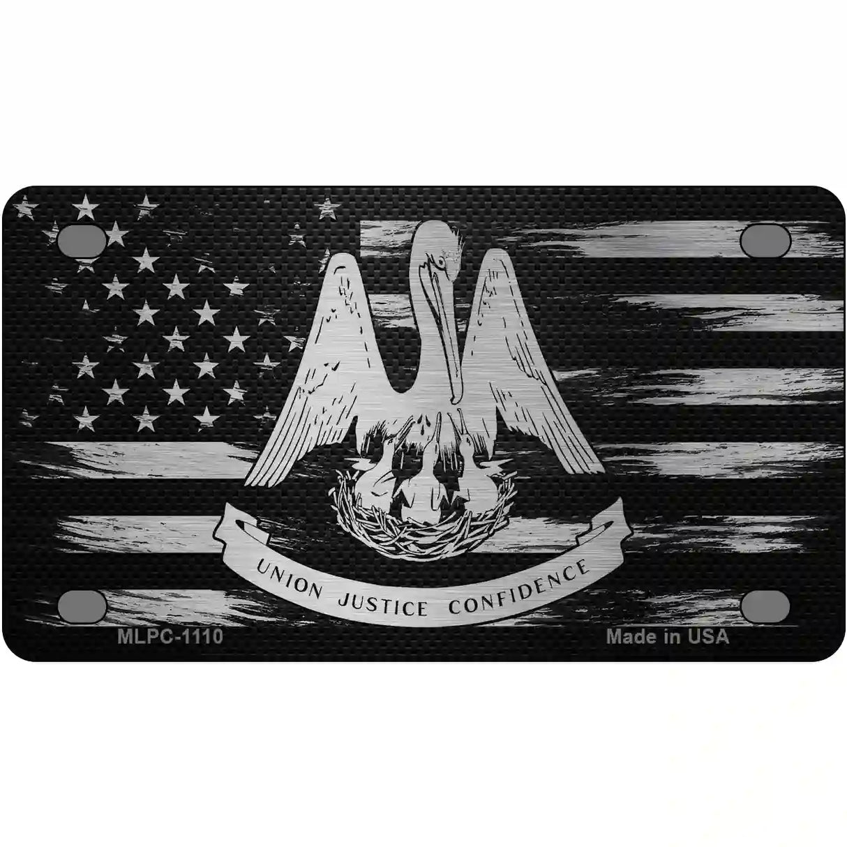 Louisiana Carbon Fiber Novelty Metal License Plate 4" x 2.2" (MLPC)