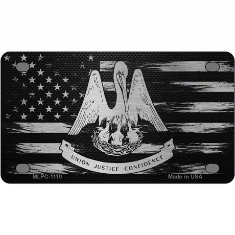 Louisiana Carbon Fiber Novelty Metal License Plate 4" x 2.2" (MLPC)