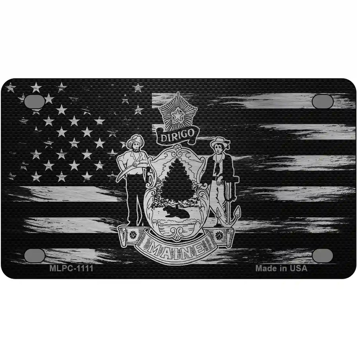 Maine Carbon Fiber Novelty Metal License Plate 4" x 2.2" (MLPC)