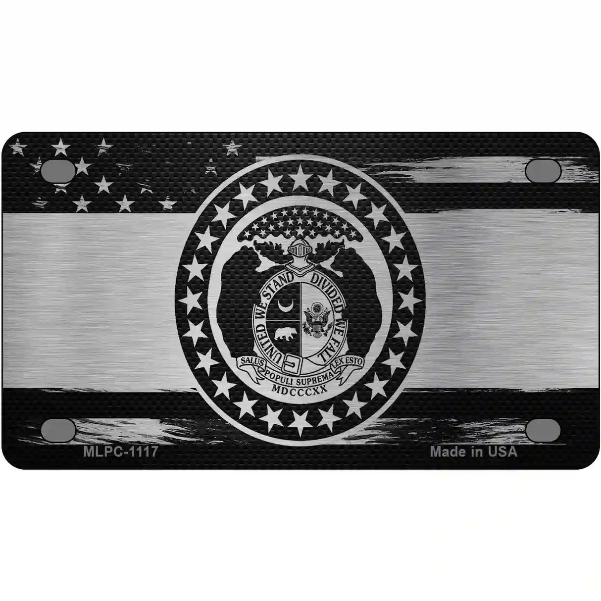 Missouri Carbon Fiber Novelty Metal License Plate 4" x 2.2" (MLPC)