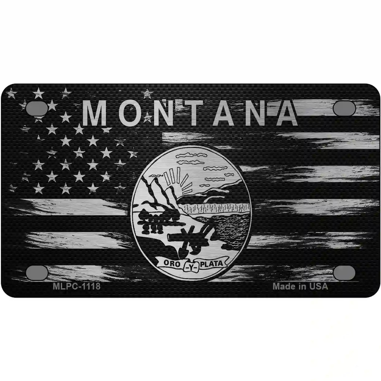 Montana Carbon Fiber Novelty Metal License Plate 4" x 2.2" (MLPC)