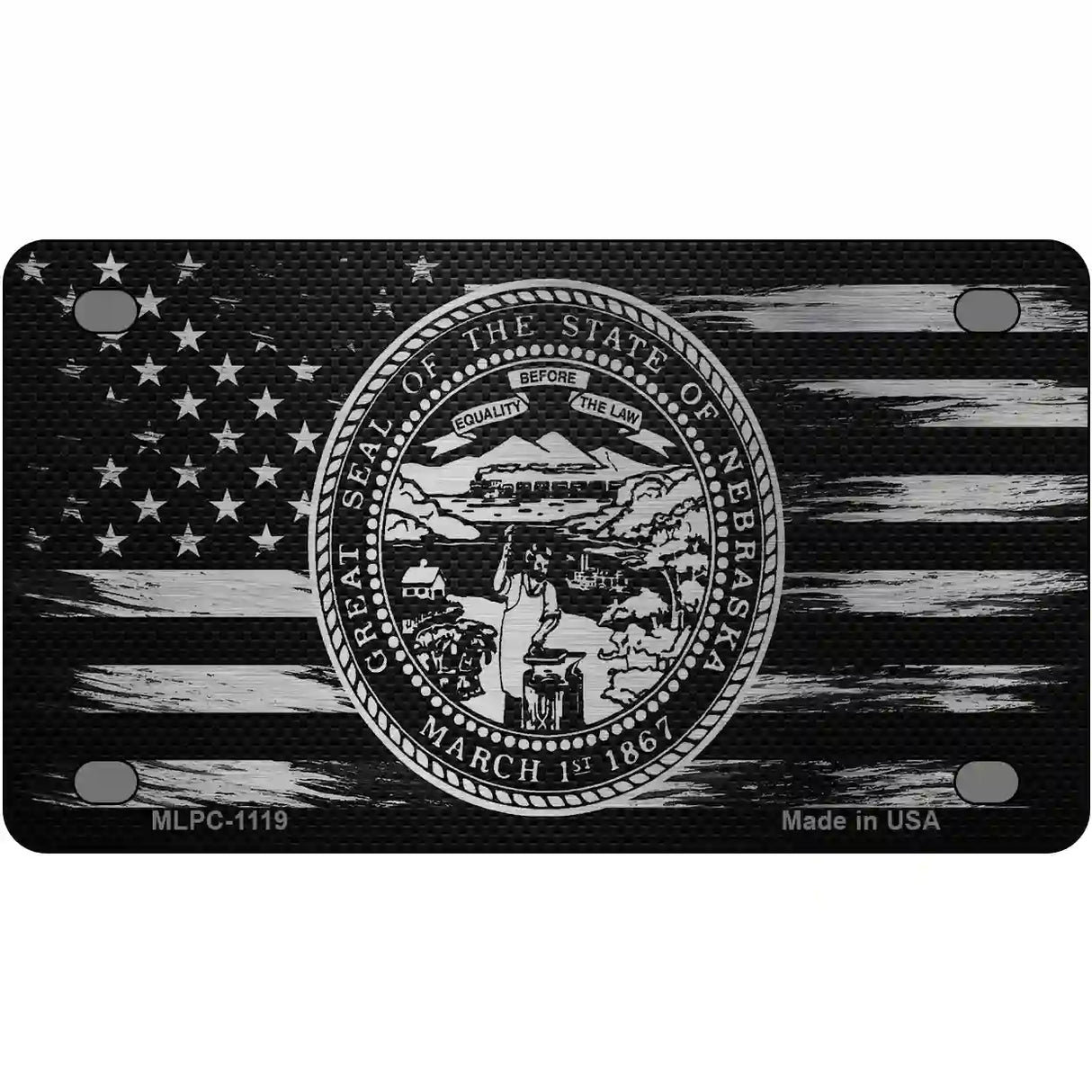 Nebraska Carbon Fiber Novelty Metal License Plate 4" x 2.2" (MLPC)