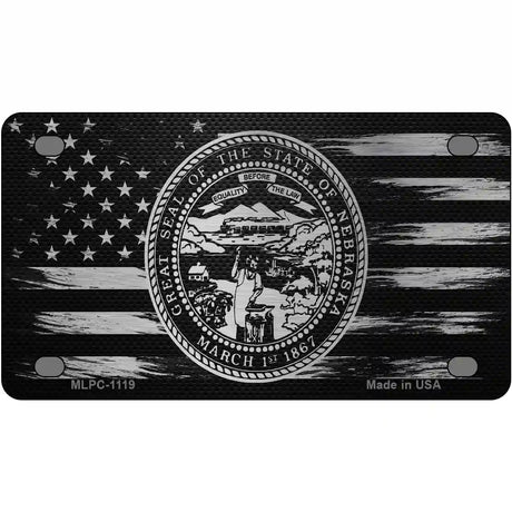 Nebraska Carbon Fiber Novelty Metal License Plate 4" x 2.2" (MLPC)