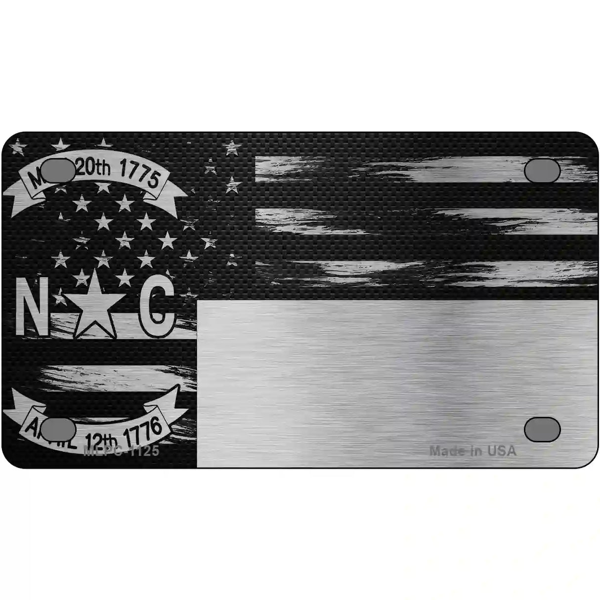 North Carolina Carbon Fiber Novelty Metal License Plate 4" x 2.2" (MLPC)