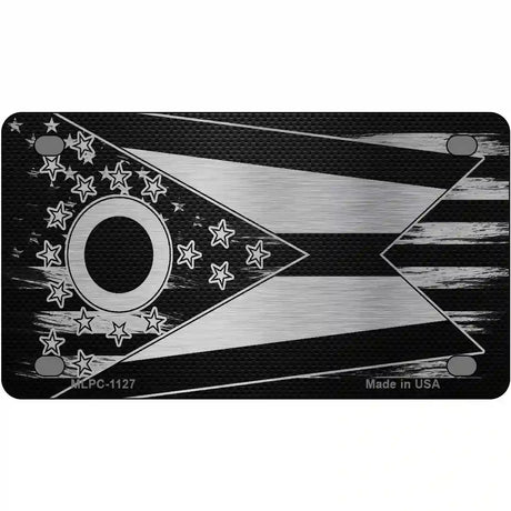 Ohio Carbon Fiber Novelty Metal License Plate 4" x 2.2" (MLPC)