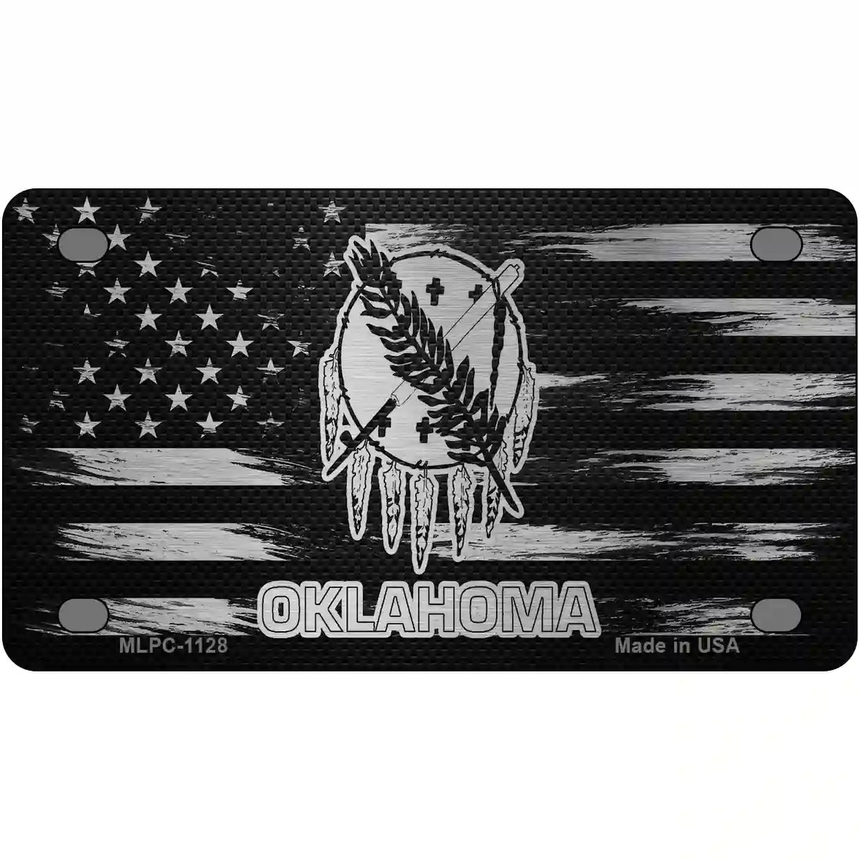 Oklahoma Carbon Fiber Novelty Metal License Plate 4" x 2.2" (MLPC)