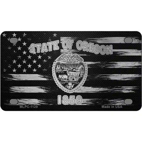 Oregon Carbon Fiber Novelty Metal License Plate 4" x 2.2" (MLPC)