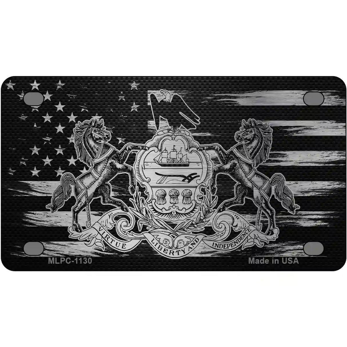 Pennsylvania Carbon Fiber Novelty Metal License Plate 4" x 2.2" (MLPC)