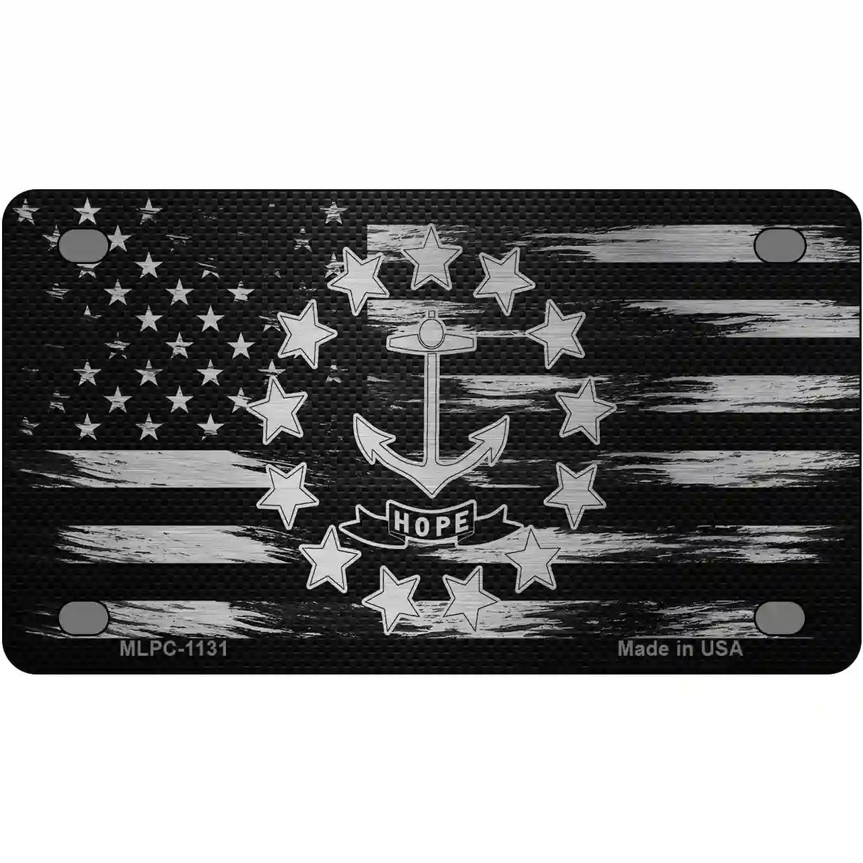 Rhode Island Carbon Fiber Novelty Metal License Plate 4" x 2.2" (MLPC)