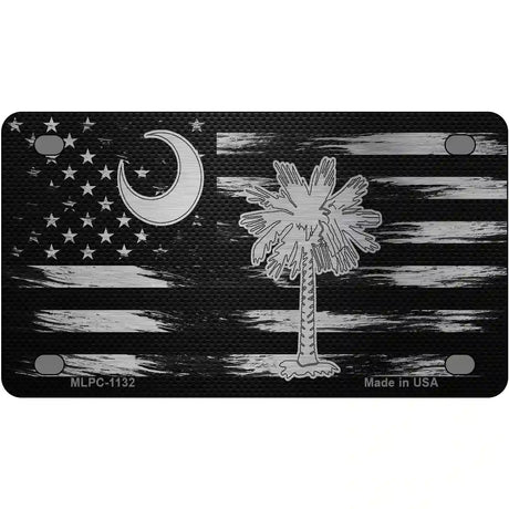 South Carolina Carbon Fiber Novelty Metal License Plate 4" x 2.2" (MLPC)