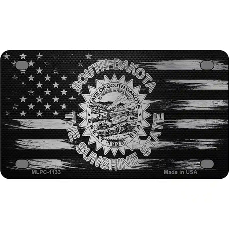 South Dakota Carbon Fiber Novelty Metal License Plate 4" x 2.2" (MLPC)