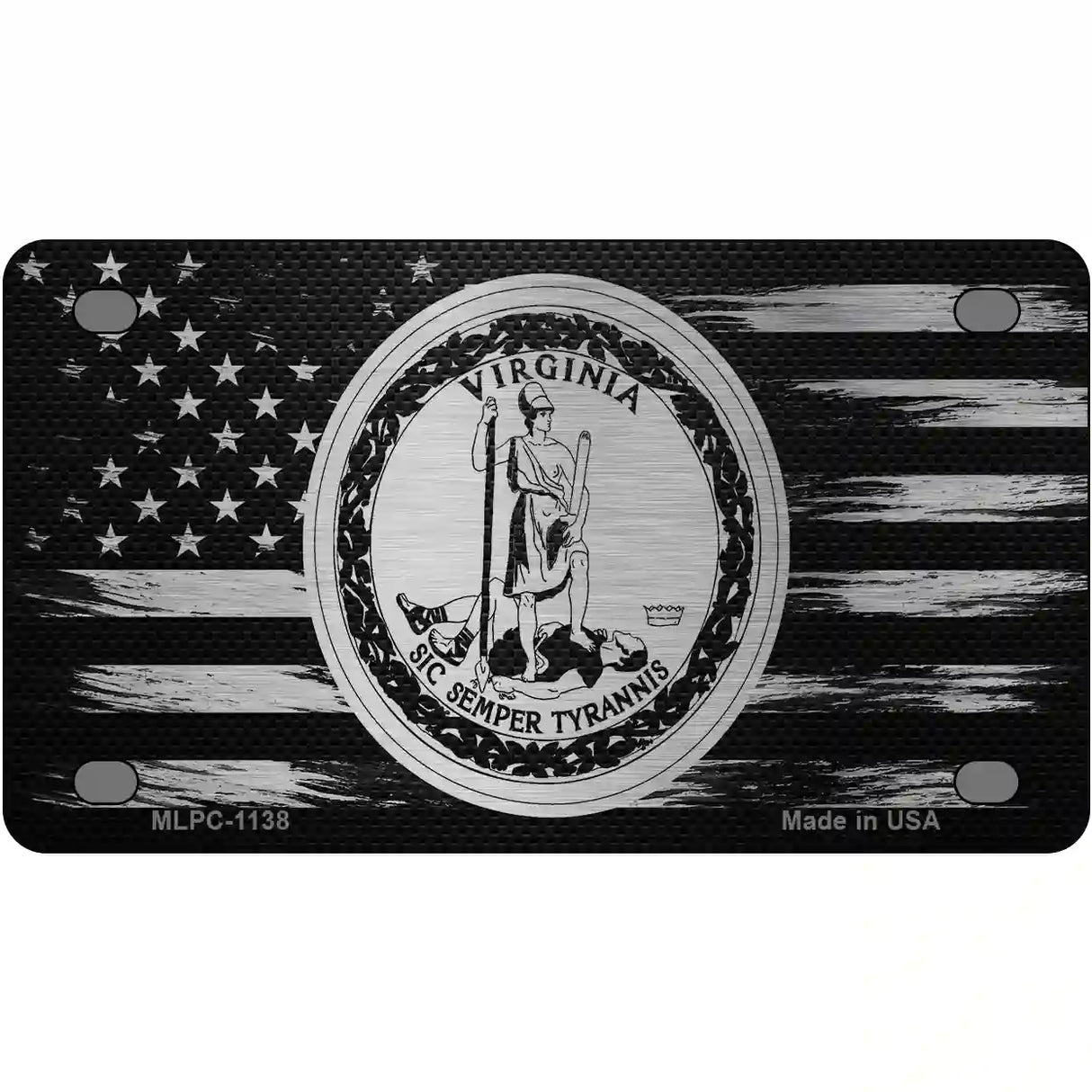 Virginia Carbon Fiber Novelty Metal License Plate 4" x 2.2" (MLPC)