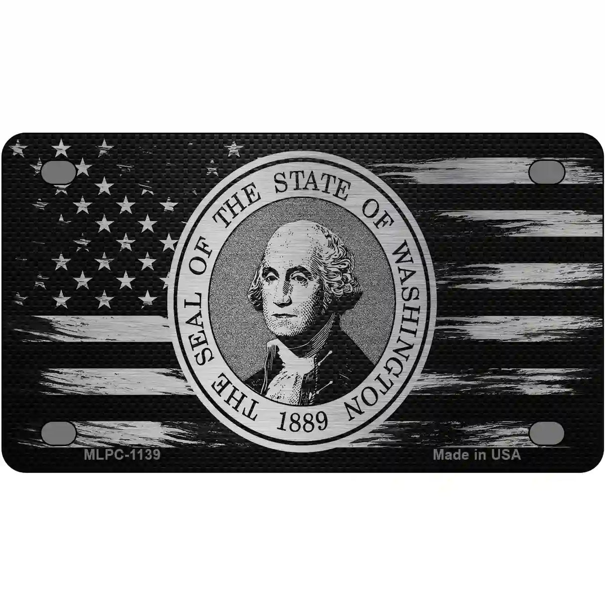 Washington Carbon Fiber Novelty Metal License Plate 4" x 2.2" (MLPC)