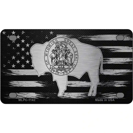 Wyoming Carbon Fiber Novelty Metal License Plate 4" x 2.2" (MLPC)