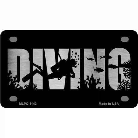 Diving Brushed Chrome Novelty Metal License Plate 4" x 2.2" (MLPC)