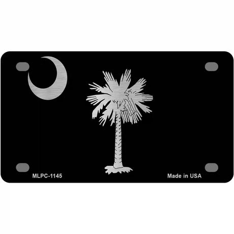 Palmetto Flag Brushed Chrome Novelty Metal License Plate 4" x 2.2" (MLPC)