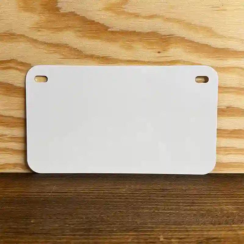 White Dye Sublimation 4" x 7" Metal Novelty Motorcycle License Plate Tag MP-000