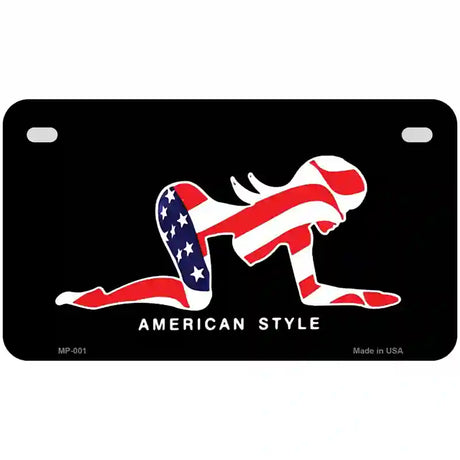 American Style Sexy Flag Pose Metal License Plate 7" x 4" (MP)