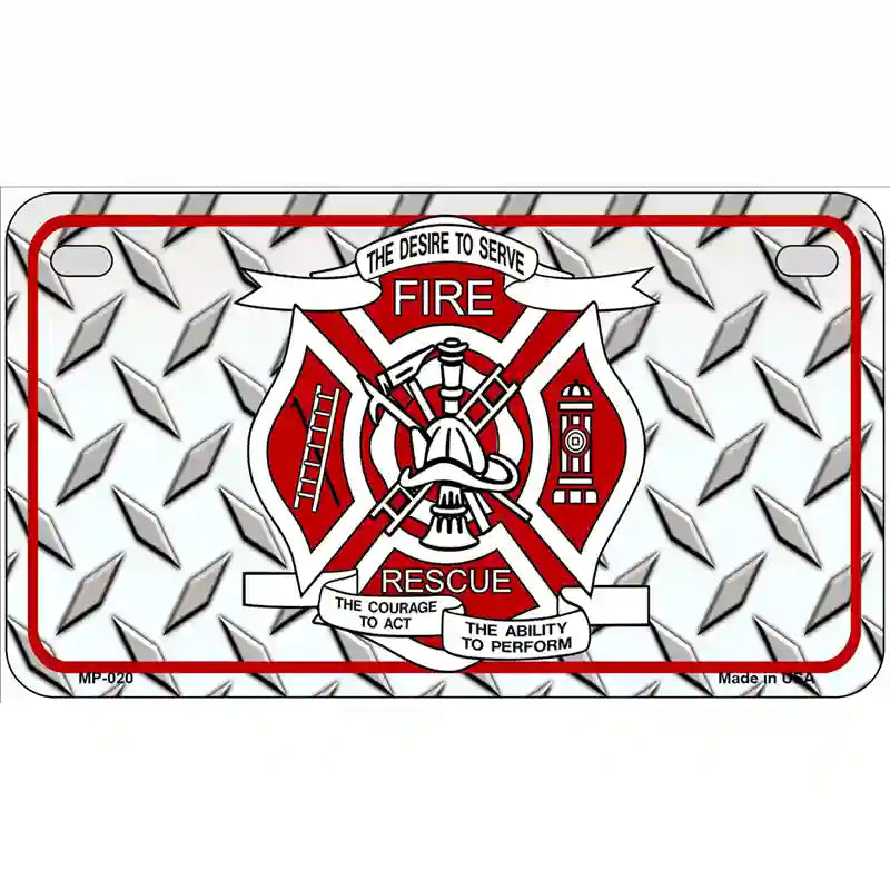 Fire Fighter Rescue Novelty Metal License Plate 7" x 4" (MP)