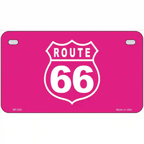 US Route 66 Pink Novelty Metal License Plate 7" x 4" (MP)