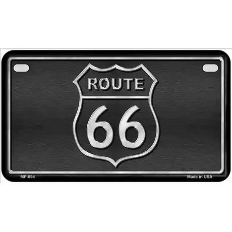 Route 66 Shield Black Metal Novelty License Plate 7" x 4" (MP)