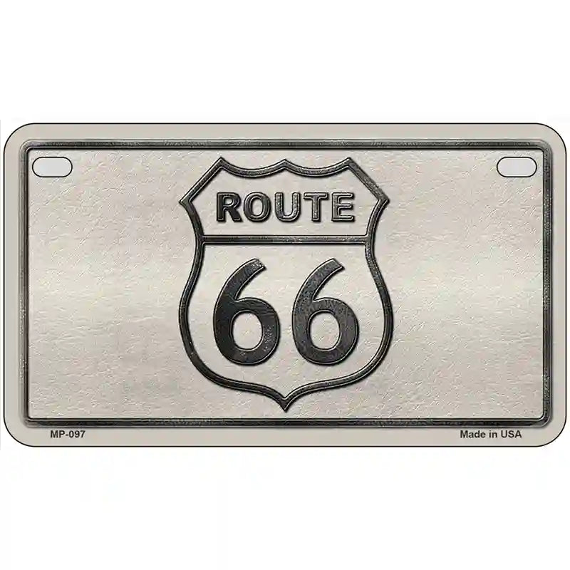 Route 66 Shield White Novelty Metal License Plate 7" x 4" (MP)