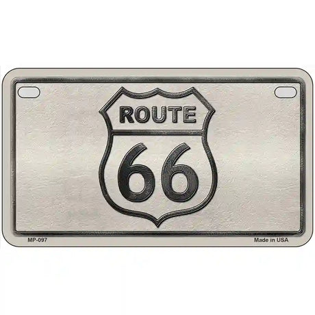 Route 66 Shield White Novelty Metal License Plate 7" x 4" (MP)