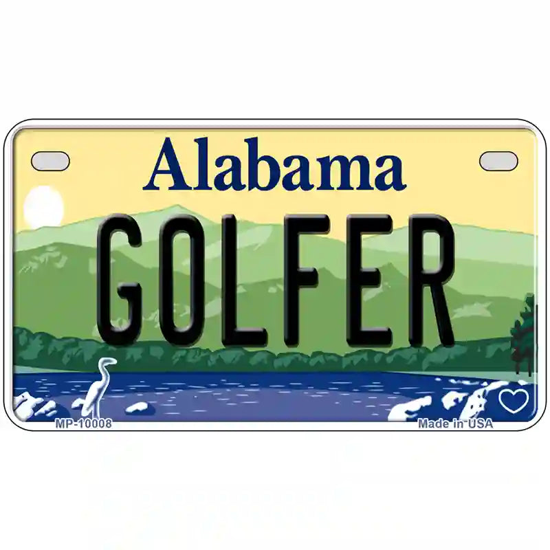 Golfer Alabama Metal Novelty License Plate 7" x 4" (MP)