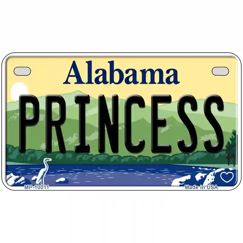 Princess Alabama Metal Novelty License Plate 7" x 4" (MP)