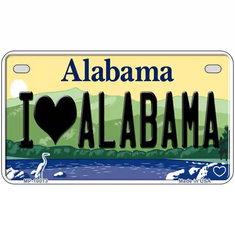 I Love Alabama Metal Novelty License Plate 7" x 4" (MP)