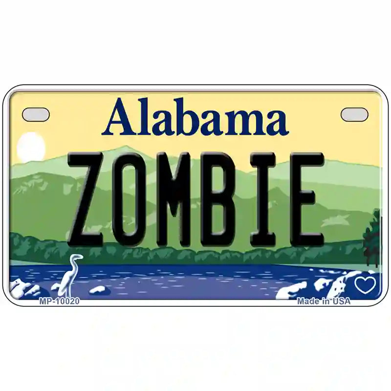 Zombie Alabama Metal Novelty License Plate 7" x 4" (MP)