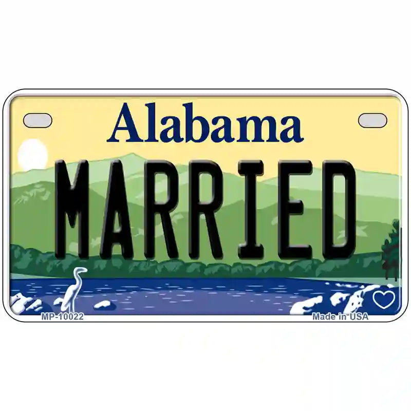 Married Alabama Metal Novelty License Plate 7" x 4" (MP)