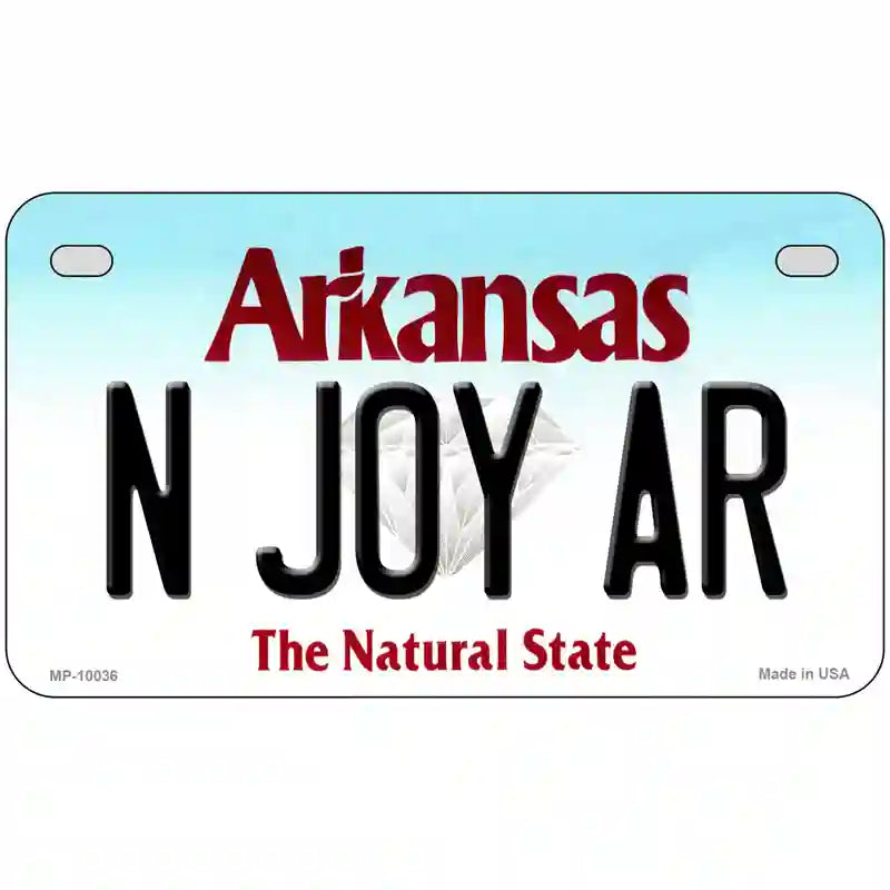 N Joy AR Arkansas Metal Novelty License Plate 7" x 4" (MP)