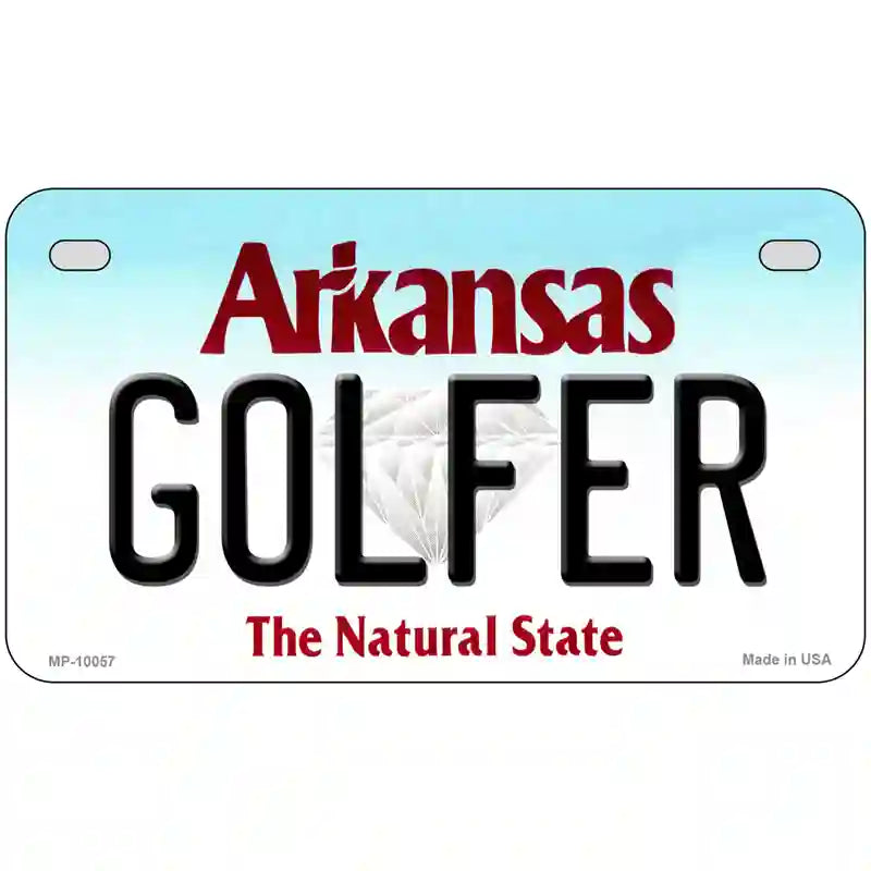 Golfer Arkansas Metal Novelty License Plate 7" x 4" (MP)