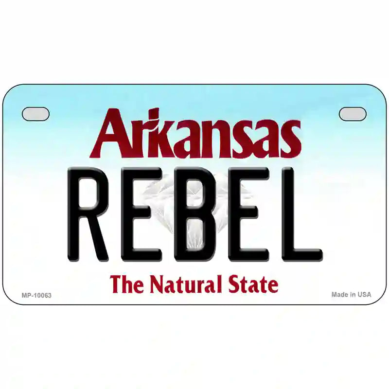 Rebel Arkansas Metal Novelty License Plate 7" x 4" (MP)