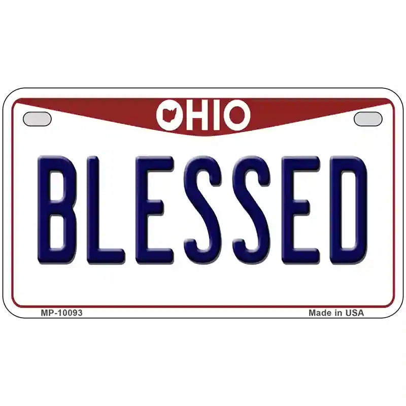 Blessed Ohio Metal Novelty License Plate 7" x 4" (MP)