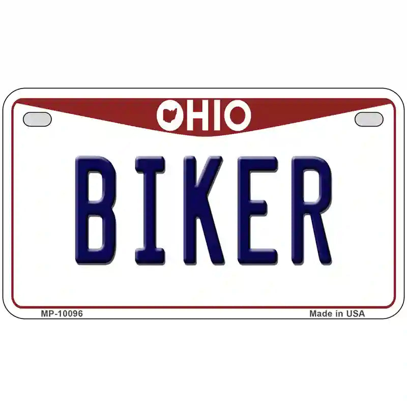 Biker Ohio Metal Novelty License Plate 7" x 4" (MP)