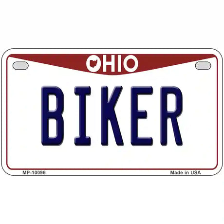 Biker Ohio Metal Novelty License Plate 7" x 4" (MP)