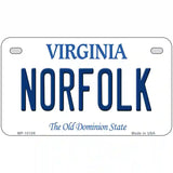 Norfolk Virginia Metal Novelty License Plate 7" x 4" (MP)