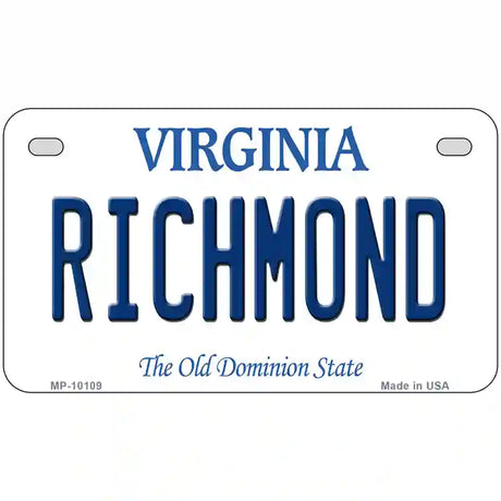 Richmond Virginia Metal Novelty License Plate 7" x 4" (MP)