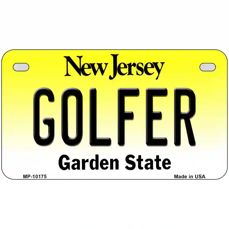 Golfer New Jersey Metal Novelty License Plate 7" x 4" (MP)