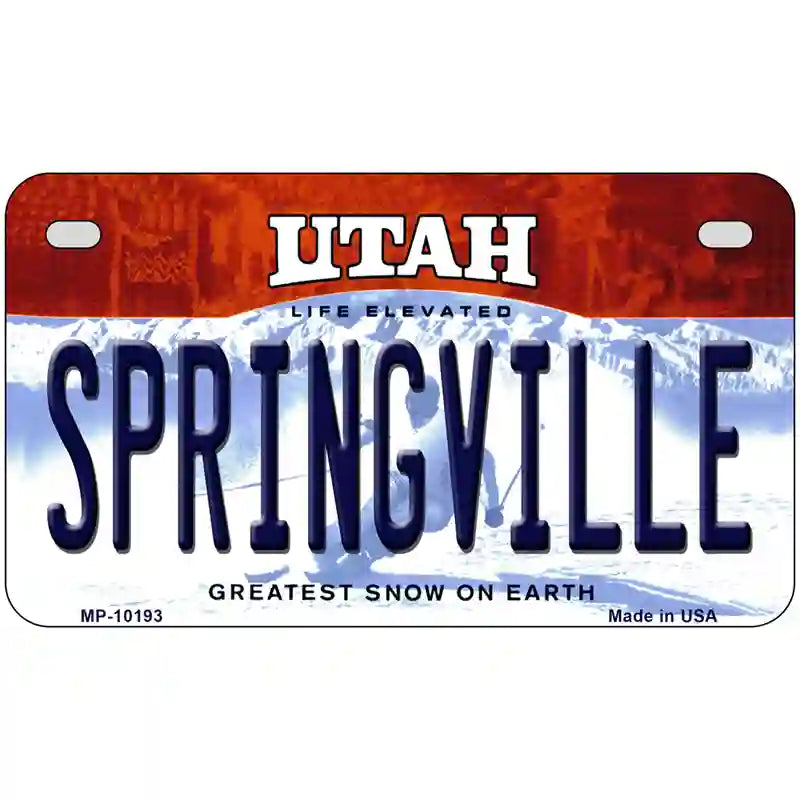 Springville Utah Metal Novelty License Plate 7" x 4" (MP)