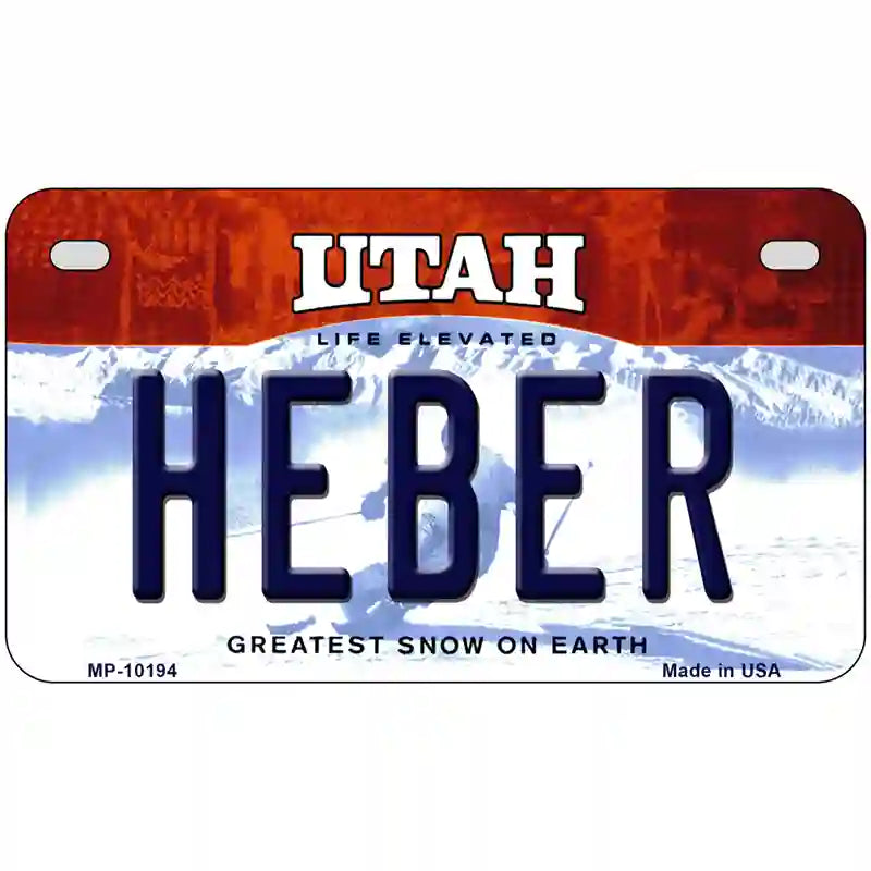 Heber Utah Metal Novelty License Plate 7" x 4" (MP)