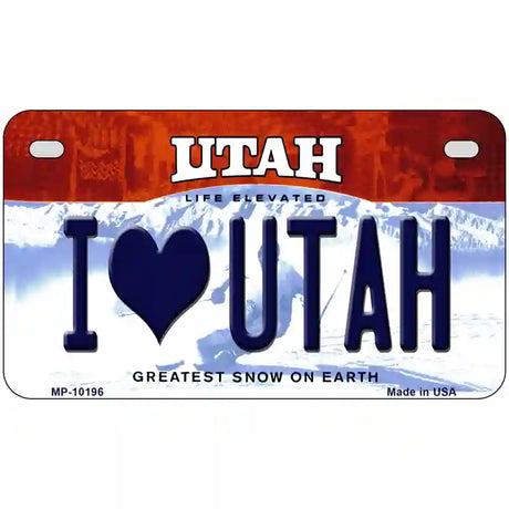 I Love Utah Metal Novelty License Plate 7" x 4" (MP)