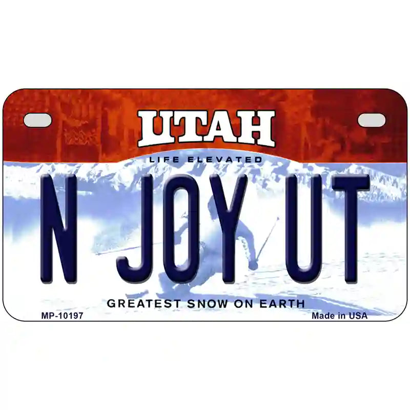 N Joy UT Utah Metal Novelty License Plate 7" x 4" (MP)