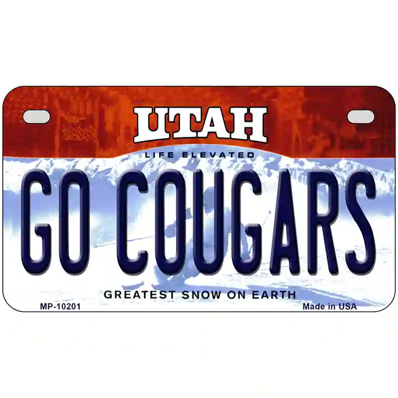 Go Cougars Utah Metal Novelty License Plate 7" x 4" (MP)