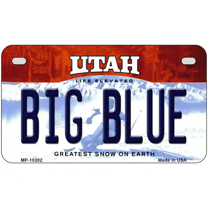 Big Blue Utah Metal Novelty License Plate 7" x 4" (MP)