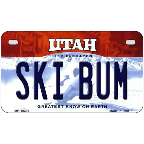 Ski Bum Utah Metal Novelty License Plate