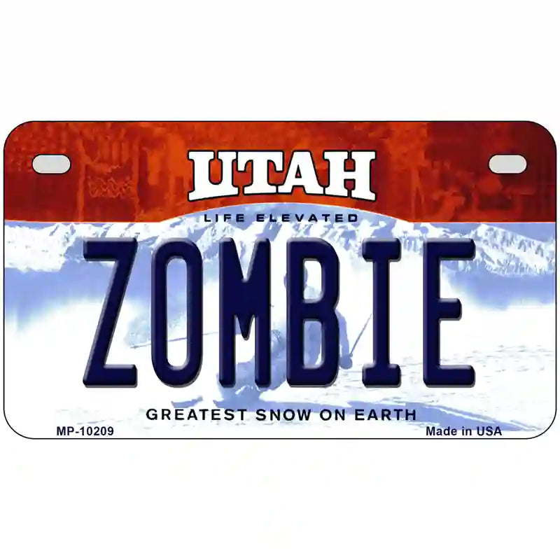 Zombie Utah Metal Novelty License Plate 7" x 4" (MP)