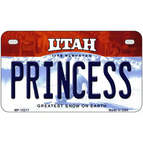 Princess Utah Metal Novelty License Plate 7" x 4" (MP)